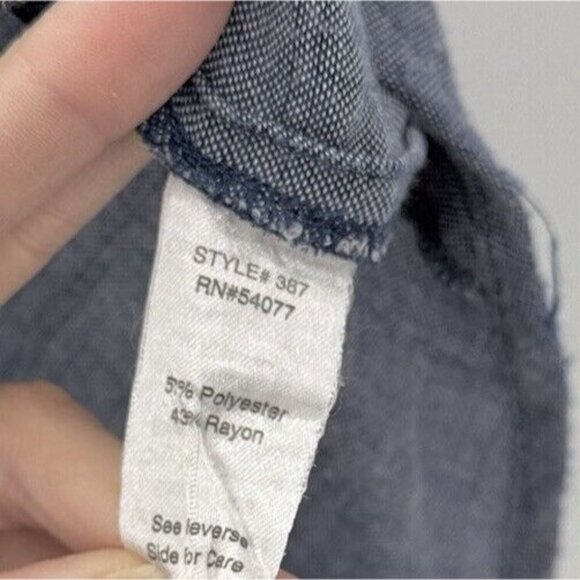 CAbi Drape Keyhole Back Chambray Shirt Sleeveless Top Hi Low Blouse M See Photo - Picture 6 of 13